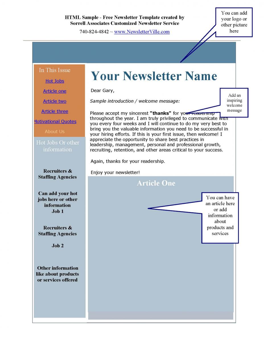 Un exemple de template de newsletter Sorrell Associates