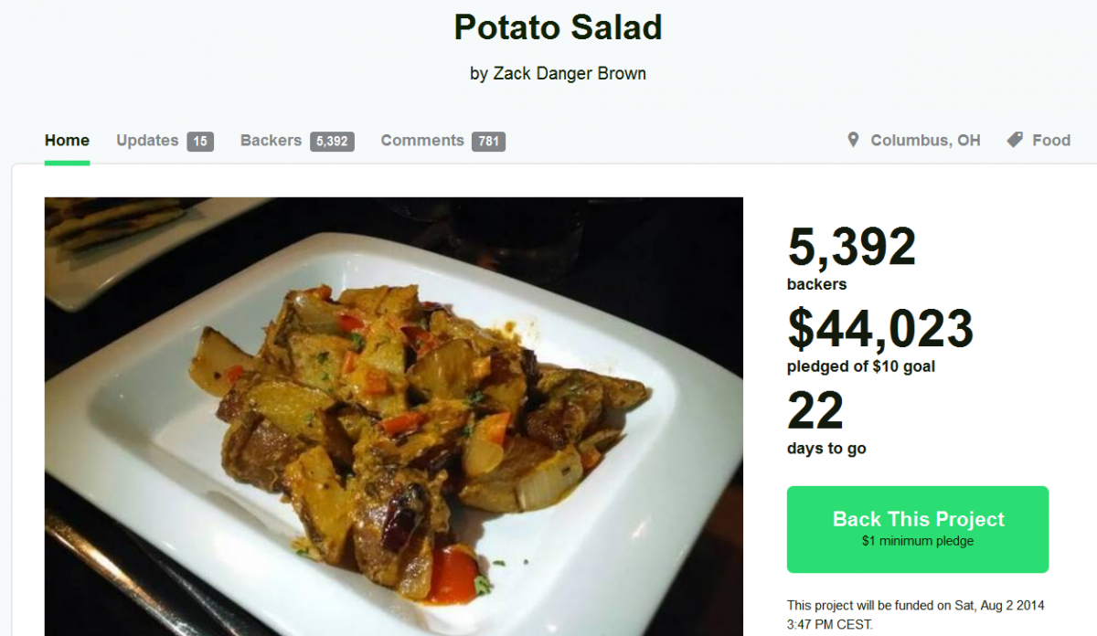 Projet kickstarter et salade de patates
